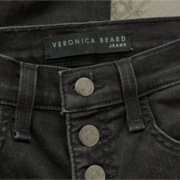 Veronica Beard Carolyn Baby Boot Cropped Jeans W/ Tux Stripes In Raven - Picture 10 of 16